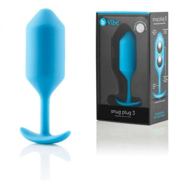 Профессиональная пробка для ношения B-vibe Snug Plug 3 голубой_8