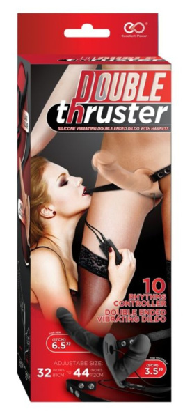 Страпон с вибрацией и вагинальной пробкой Excellent Power Double Thruster_1