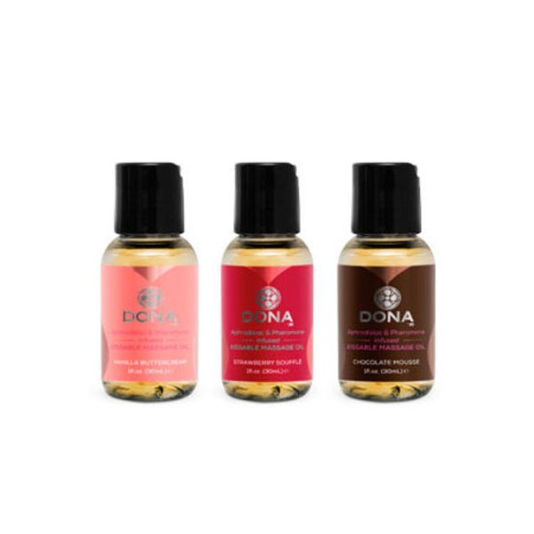 Подарочный набор массажных масел для поцелуев DONA с феромонами - 3х30 мл._1