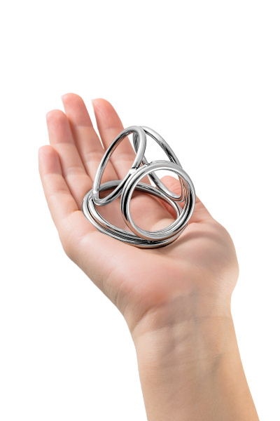 Бондаж для пениса TOYFA Metal, 6 колец, серебристый_4