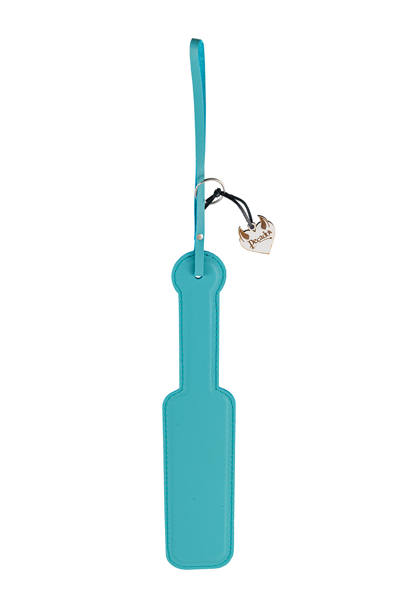 Паддл Pecado BDSM, твердыи, натуральная кожа, пластик, голубой_3