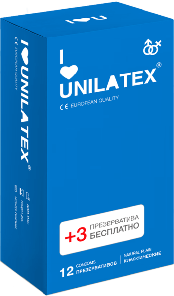 Презервативы классические Unilatex Natural Plain 12+3 шт _1