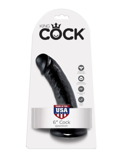 Фаллоимитатор на присоске черный King Cock 6 Cock Black_1