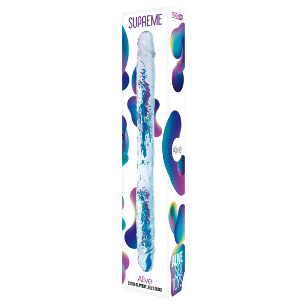 Двусторонний фаллоимитатор Supreme Jelly Dildo прозрачный_1