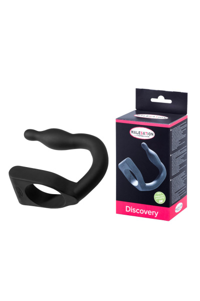 Анальная вибровтулка с эрекционным кольцом MALESATION Discovery, силикон, черный, 20,5 см_2