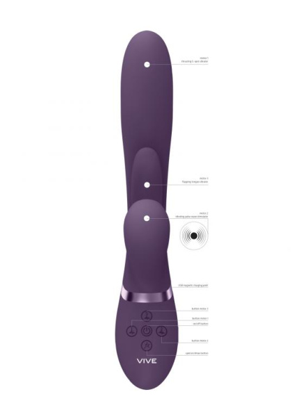 Вибратор-кролик с пенетрацией, импульсной стимуляцией и язычком Kura_2