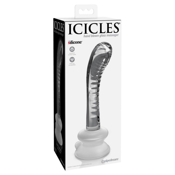 Стеклянный фаллоимитатор с силиконовой присоской, прозрачный_1