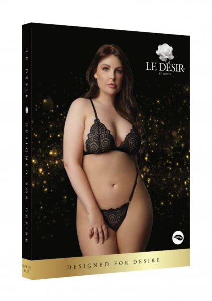 Комплект эротического белья Magic Lace Velvet Lingerie Set Plus size (черный)_1