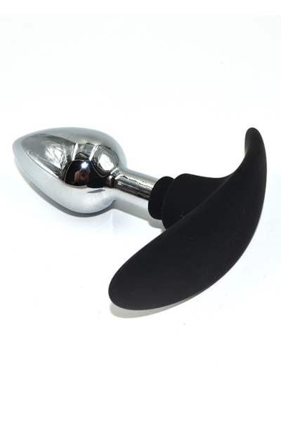 Серебряная анальная пробка для ношения с основанием из силикона_1