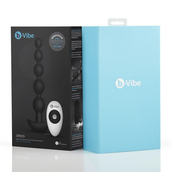 Анальные премиум-бусы с 3 моторами B-Vibe Cinco Anal Beads BLACK_5