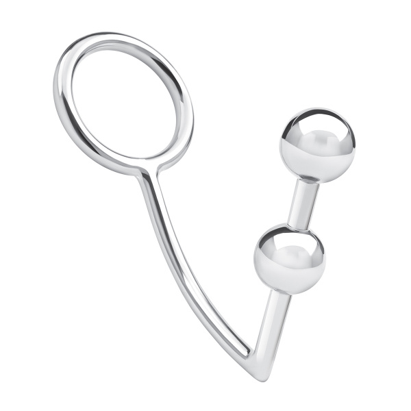 Кольцо на пенис с двумя анальными шарами Two Bead Stainless Steel Anal Hook & Cock Ring_3