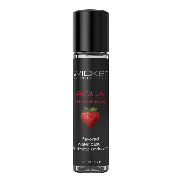 Лубрикант со вкусом сочной клубники WICKED AQUA Strawberry 30 ml_1