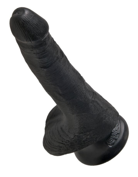 Фаллоимитатор на присоске с мошонкой черный King Cock 6 Cock with Balls_1