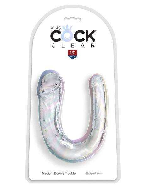 Двусторонний фаллоимитатор King Cock Clear, Medium Double Trouble_2