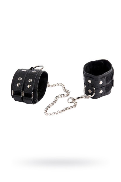 Черные кожаные оковы на длинной цепочке_1