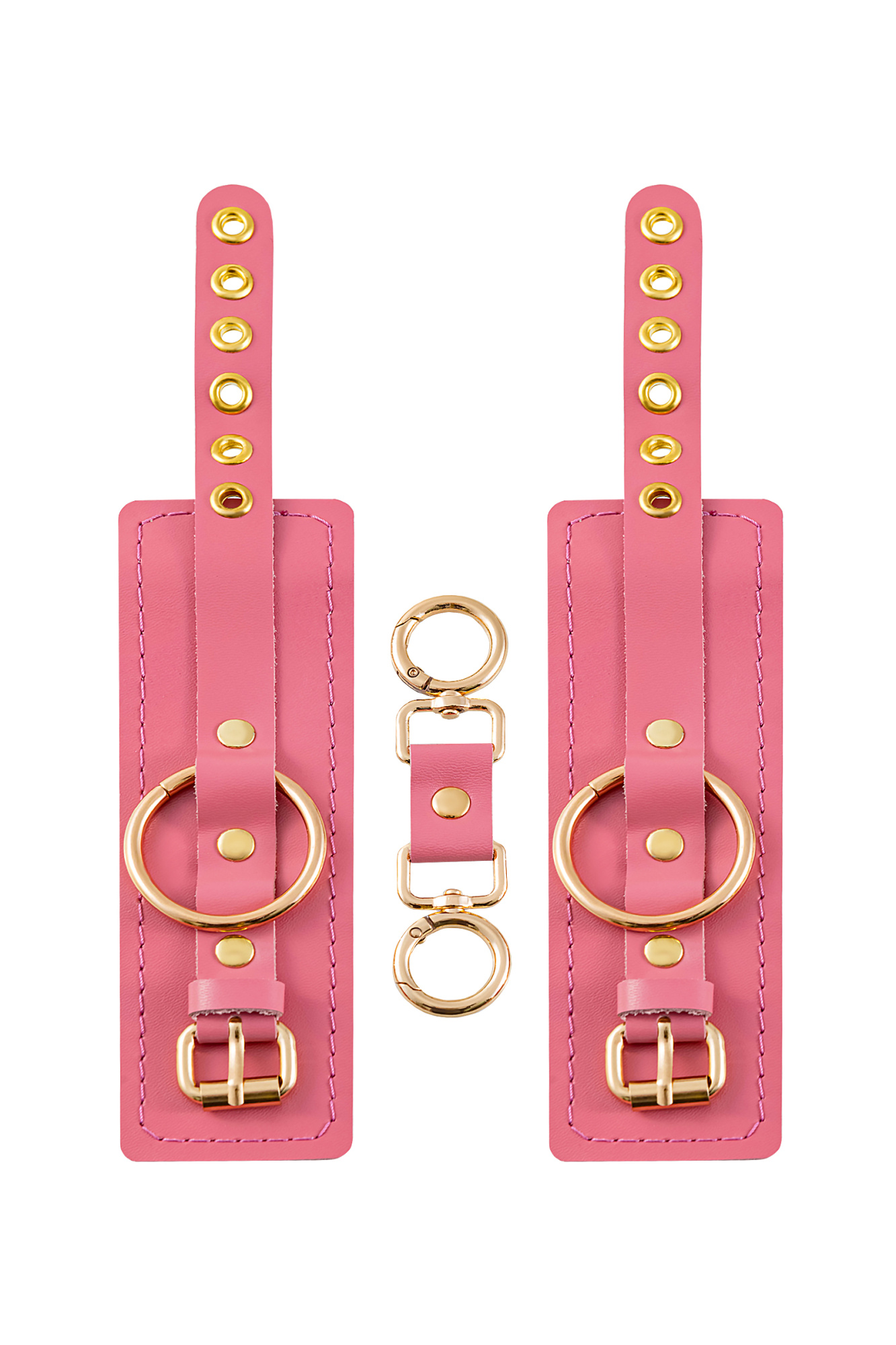 Наручники Pecado BDSM, прямоугольные, однослойные, натуральная кожа, розовый_5