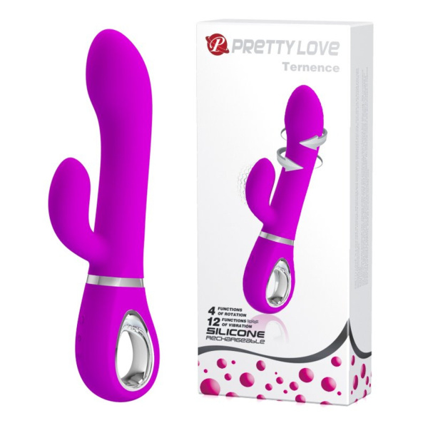 Вибромассажер с функцией ротации и клиторальным стимулятором Baile PrettyLove Ternence_1