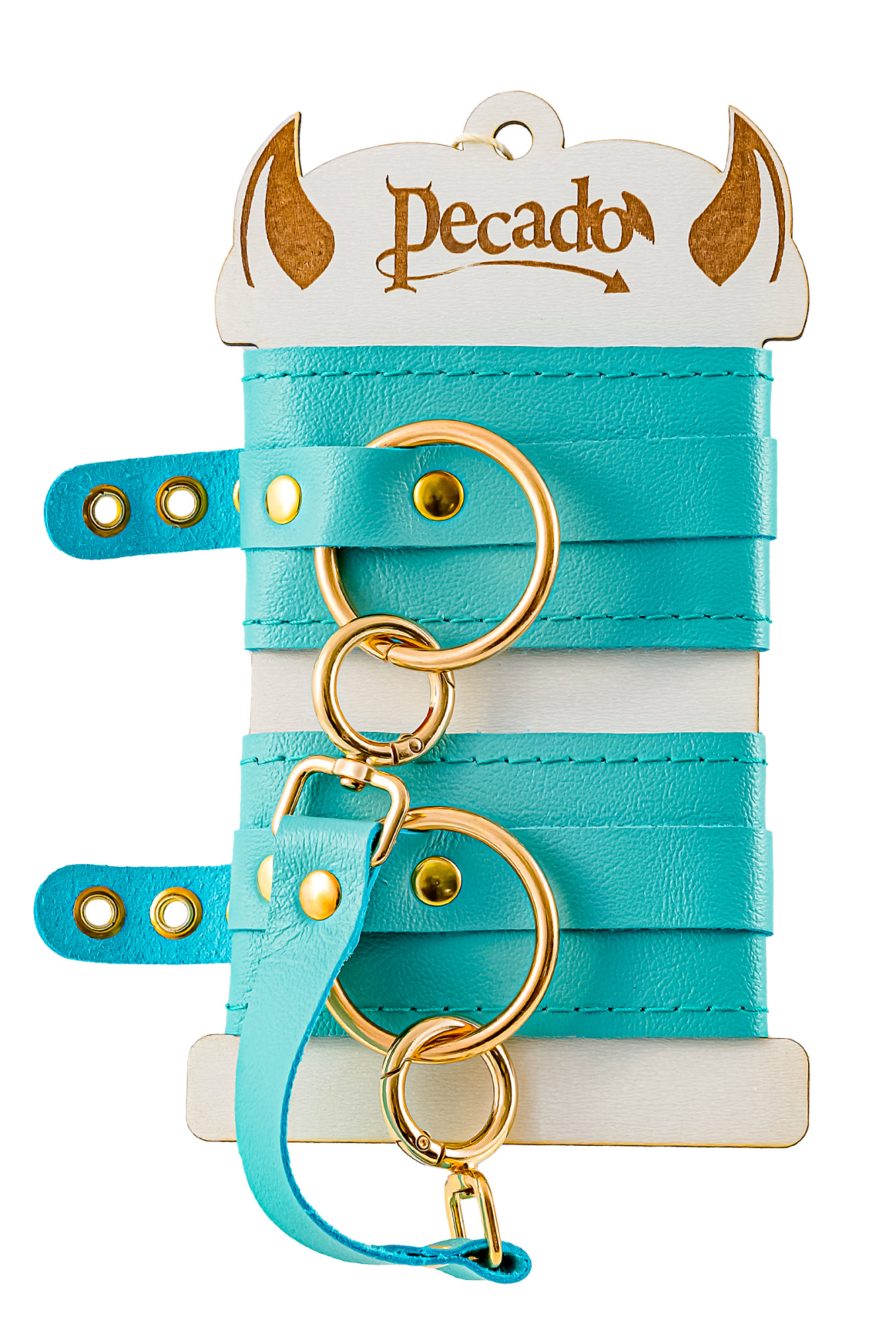 Оковы Pecado BDSM, прямоугольные, однослойные, натуральная кожа, голубой_5