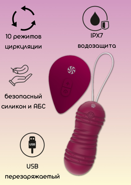 Виброшарики с циркуляцией на пульте управления Take it Easy Ray Wine Red_2