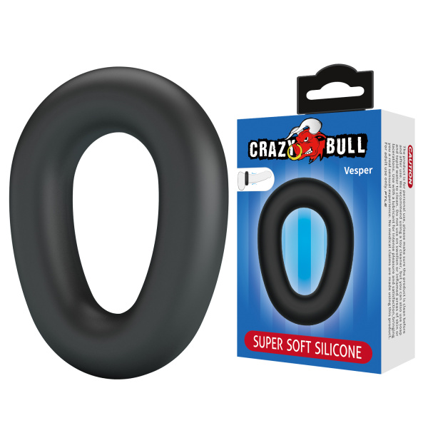 Эрекционное кольцо из силикона растягивающееся черное CRAZY BULL BI-210243_2