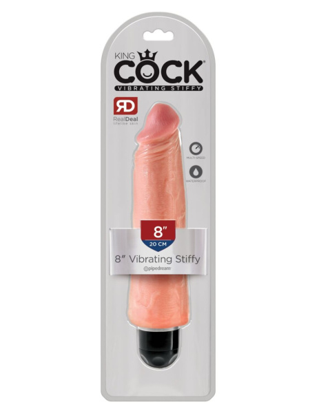 Вибромассажер реалистик телесный King Cock 8 Vibrating Stiffy - Flesh_1