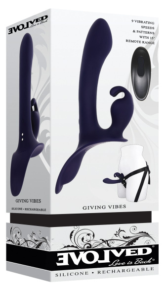 Страпон с вибрацией Giving Vibes_2
