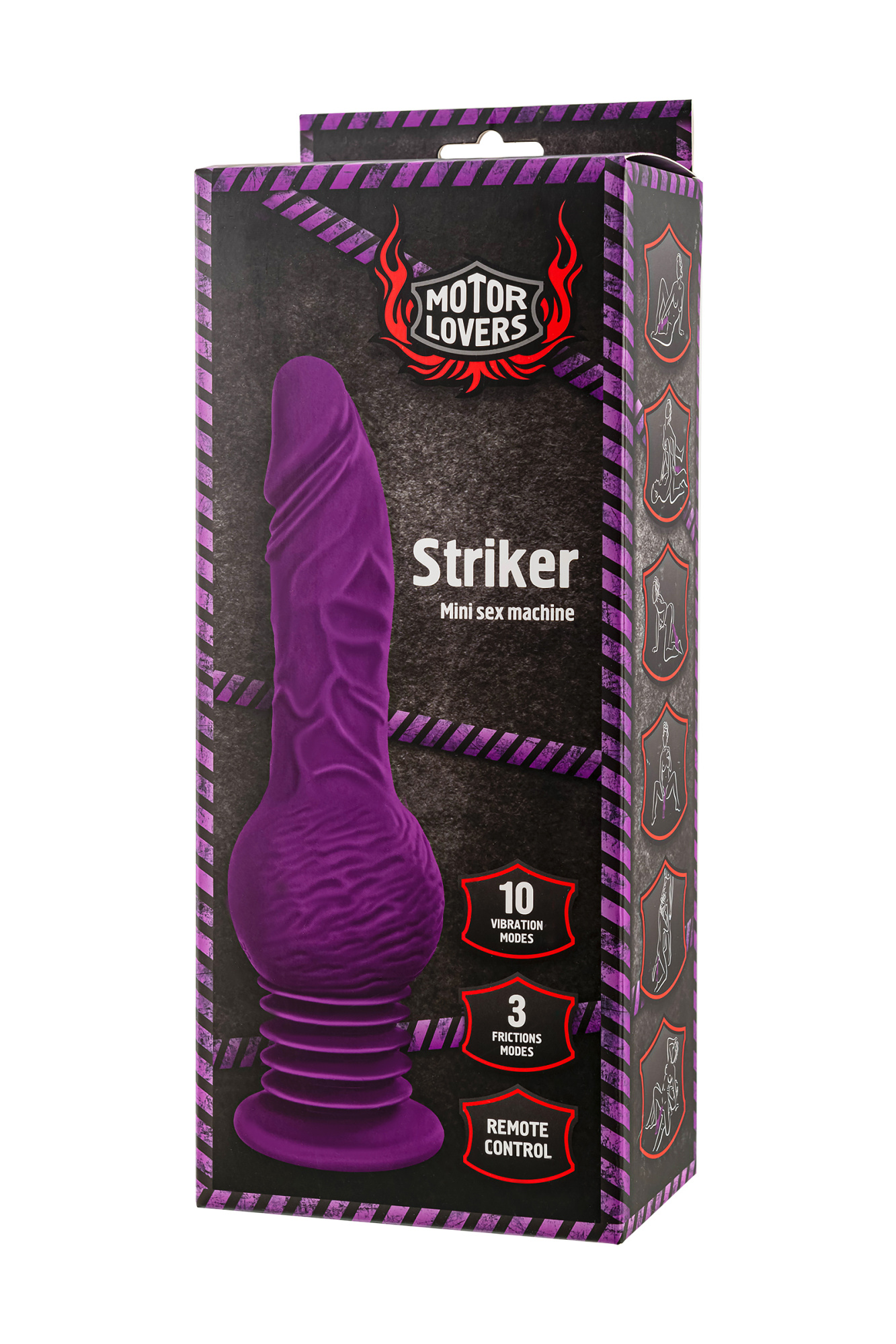 Мини секс-машина Striker с пультом ДУ, MotorLovers by TOYFA, силикон, фиолетовый, 23.5 см_9