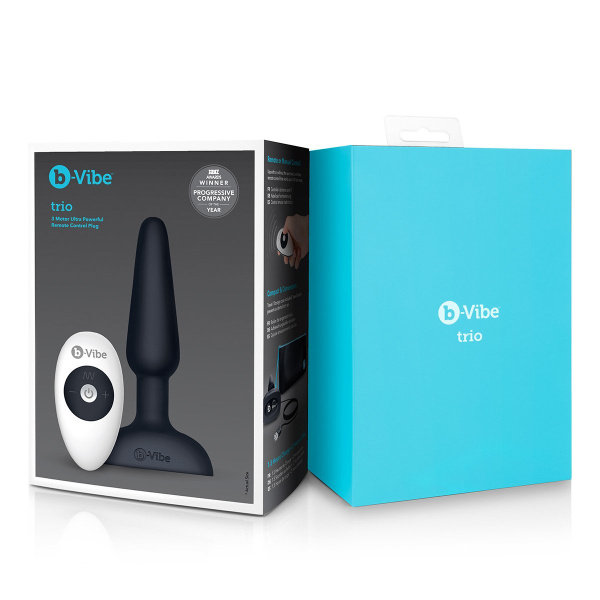 Анальная премиум-пробка с 3 моторами B-Vibe Trio Plug BLACK_4