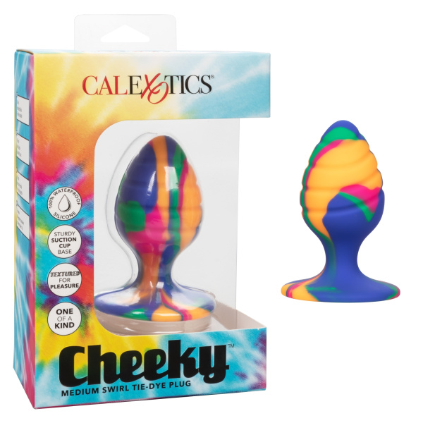 Текстурированная анальная пробка M из силикона CHEEKY MED SWIRL TIE-DYE PLUG_1