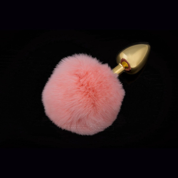 Маленькая металлическая пробка с пушистым хвостиком - Пикантные штучки, 6 см._1