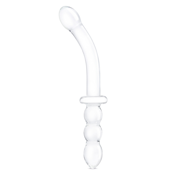 Фаллоимитатор двусторонний 12 in Girthy Ribbed G-Spot Glass Dildo With Handle Grip Double Ended_3