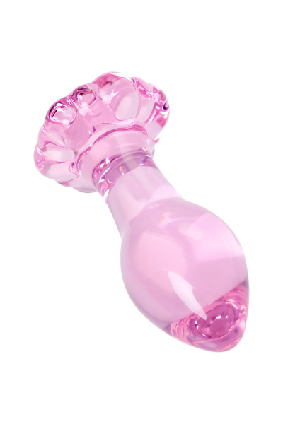 Анальная втулка Sexus Glass, стекло, розовая, 8,3 см_3
