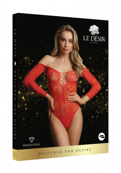 Боди Wonder Rhinestone Bodysuit (красный) со стразами._1