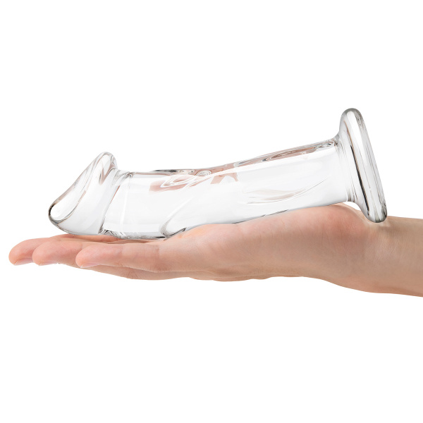 Фаллоимитатор 6 in с рельефом и крупной головкой Glass Dildo With Veins & Flat Base_5