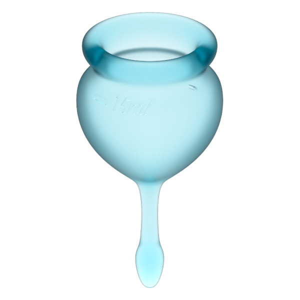 Менструальная чаша 2 шт, 15 и 20 мл Satisfyer Feel Good Menstrual Cup Light Blue, хвостик-капелька_4