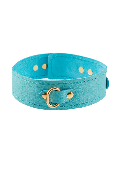 Ошейник Pecado BDSM, однослойный с прошивкой,  натуральная кожа, голубой_5