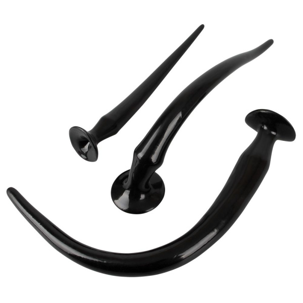 Набор длинных анальных пробок Super Long Flexible Butt Plug Set (черные)_4