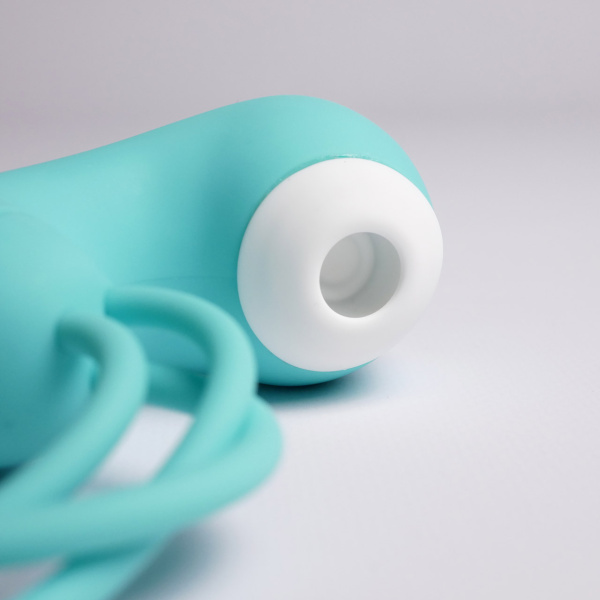 Вакуумный стимулятор с вагинальными виброшариками Youvic, бирюзовый_3