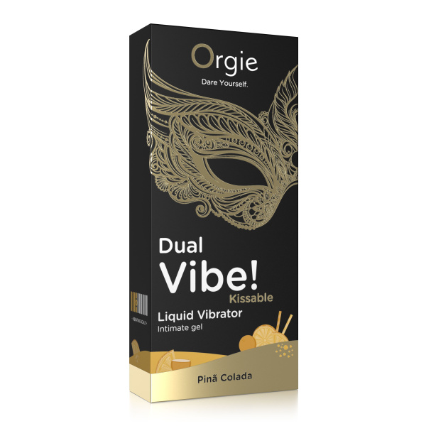 Съедобный гель с вибрацией Orgie DUAL VIBE! со вкусом коктейля PINA COLADA 15мл_2