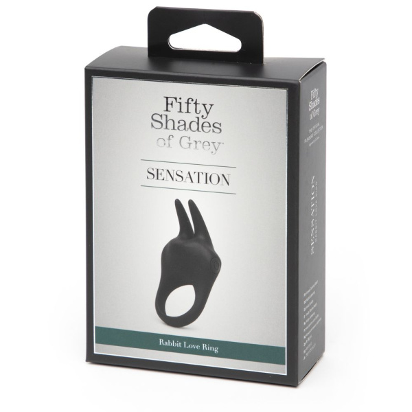 Эрекционное кольцо Fifty Shades of Grey Sensation с вибрацией, черное с кроликом_1