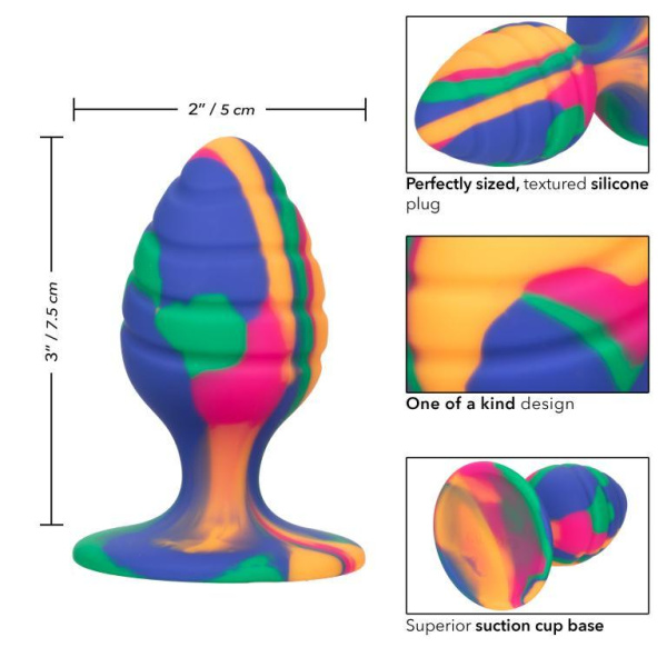 Текстурированная анальная пробка M из силикона CHEEKY MED SWIRL TIE-DYE PLUG_5