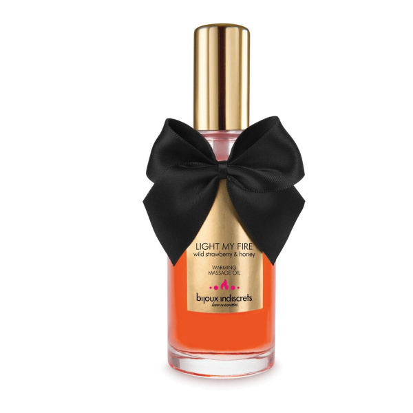 Разогревающее массажное масло Bijoux Indiscrets Light My Fire, клубника и мед, 100 мл_3