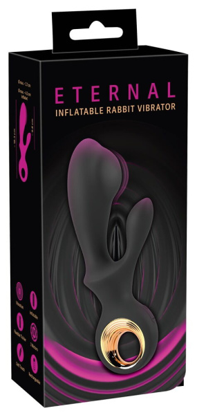 Надувной вибратор кролик Eternal Inflatable Rabbit, черный, 9.8 см_2