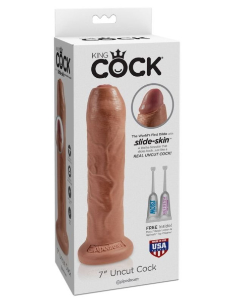 Фаллоимитатор на присоске необрезанный загорелый King Cock 7 Uncut Cock_1