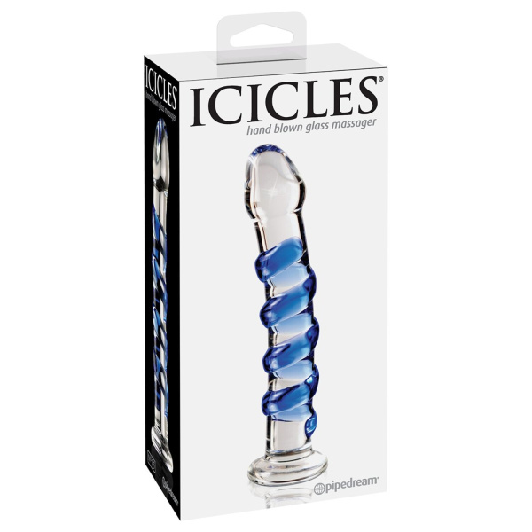 Стеклянный стимулятор Icicles No. 5 - Clear/Blue_1