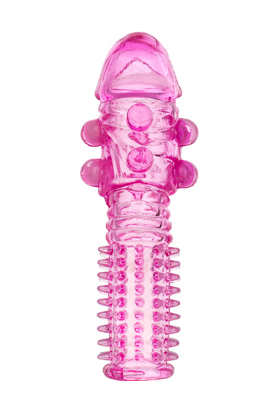 Насадка на пенис с шариками TOYFA Basic, TPE, розовый, 14 см_3