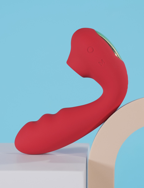 Вакуумный вибростимулятор BeYourLover Tara с функцией нагрева, красный_4