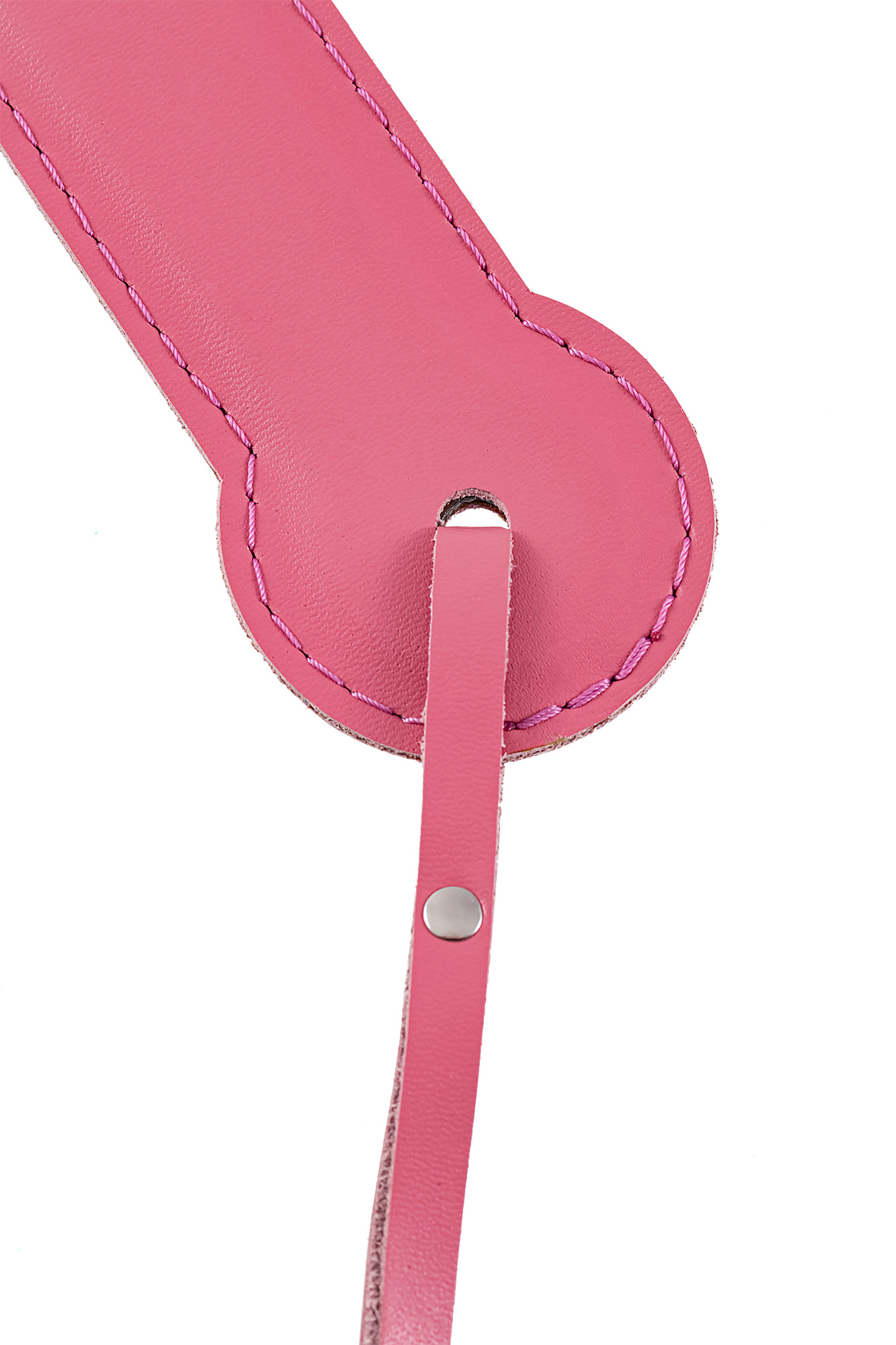 Паддл Pecado BDSM, твердыи, натуральная кожа, пластик, розовый_4