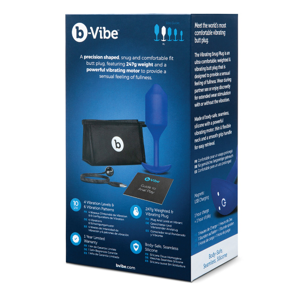 Пробка для ношения с вибрацией синяя B-Vibe Vibrating Snug Plug 4_1