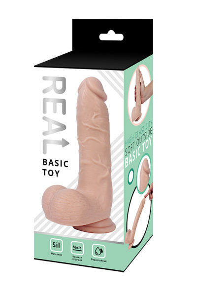 Реалистичный фаллоимитатор REAL с мошонкой на присоске, silicone, 17x4,5 см._1